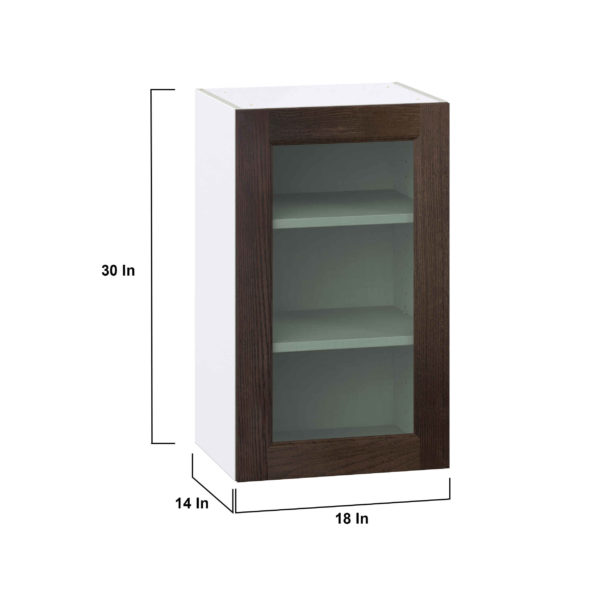 Summerina Chestnut Solid Wood Assembled Wall  Cabinet with a Full High Glass Door (18 in. W x 30 in. H x 14 in. D)