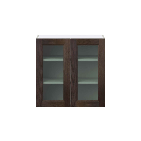 Summerina Chestnut Solid Wood Assembled Wall  Cabinet with 2 Glass Doors (30 in. W x 30 in. H x 14 in. D)