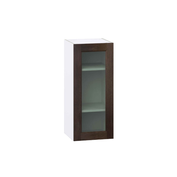 Summerina Chestnut Solid Wood Assembled Wall  Cabinet with a Full High Glass Door (15 in. W x 35 in. H x 14 in. D)