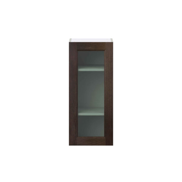 Summerina Chestnut Solid Wood Assembled Wall  Cabinet with a Full High Glass Door (15 in. W x 35 in. H x 14 in. D)