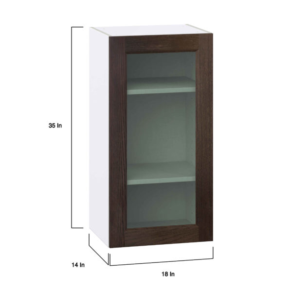 Summerina Chestnut Solid Wood Assembled Wall  Cabinet with a Full High Glass Door (18 in. W x 35 in. H x 14 in. D)