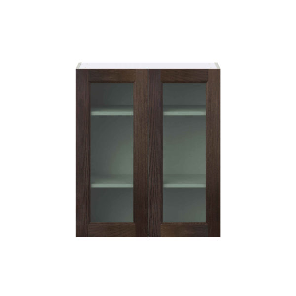 Summerina Chestnut Solid Wood Assembled Wall  Cabinet with 2 Glass Doors (30 in. W x 35 in. H x 14 in. D)