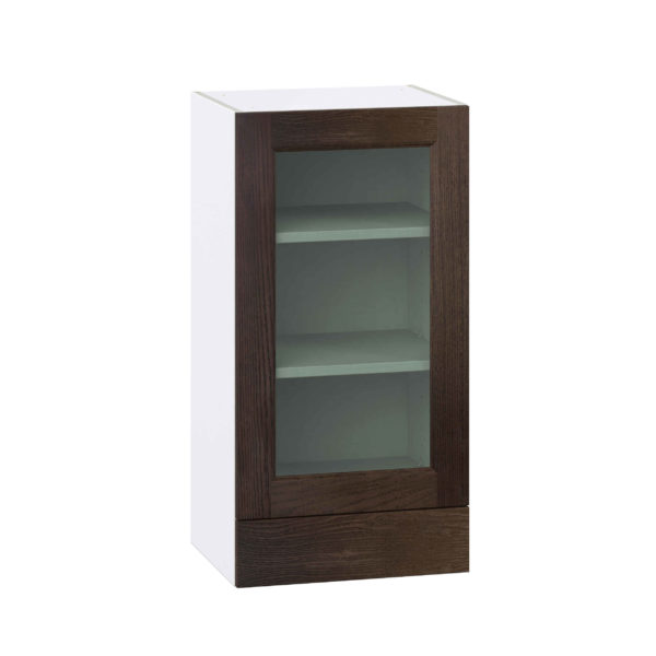 Summerina Chestnut Solid Wood Assembled Wall  Cabinet with a Glass Door and a 5 in. Drawer (18 in. W x 35 in. H x 14 in. D)