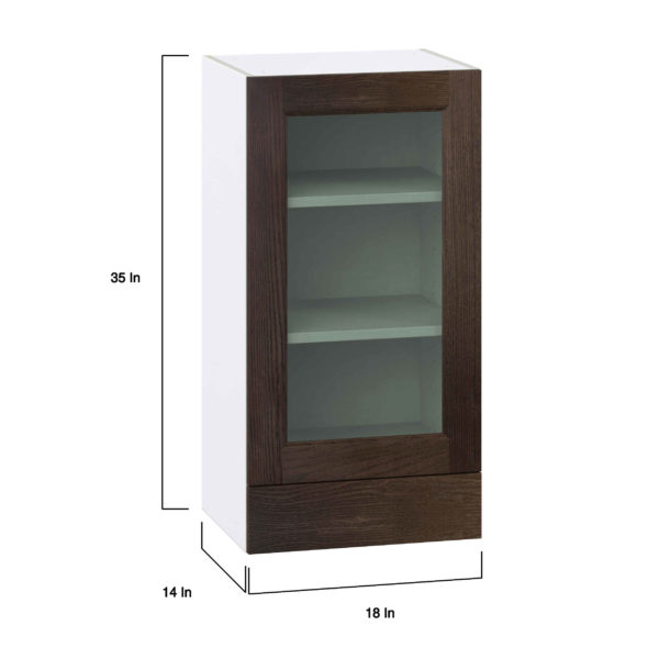 Summerina Chestnut Solid Wood Assembled Wall  Cabinet with a Glass Door and a 5 in. Drawer (18 in. W x 35 in. H x 14 in. D)