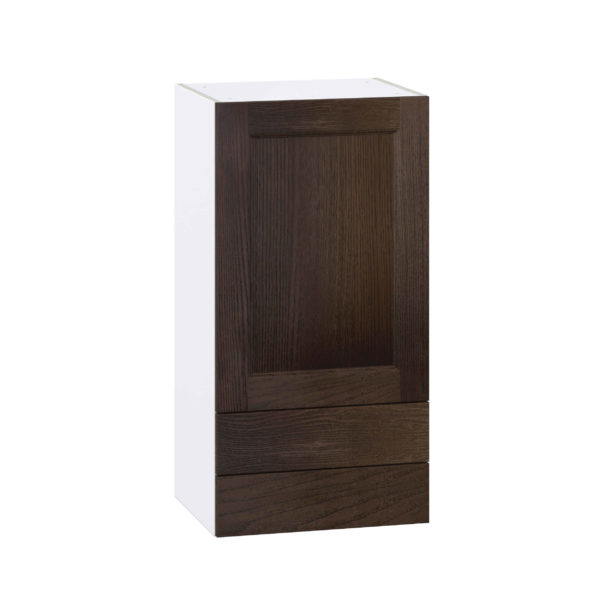 Summerina Chestnut Solid Wood Recessed Assembled Wall  Cabinet with a Door and Two 5 in. Drawers (18 in. W x 35 in. H x 14 in. D)