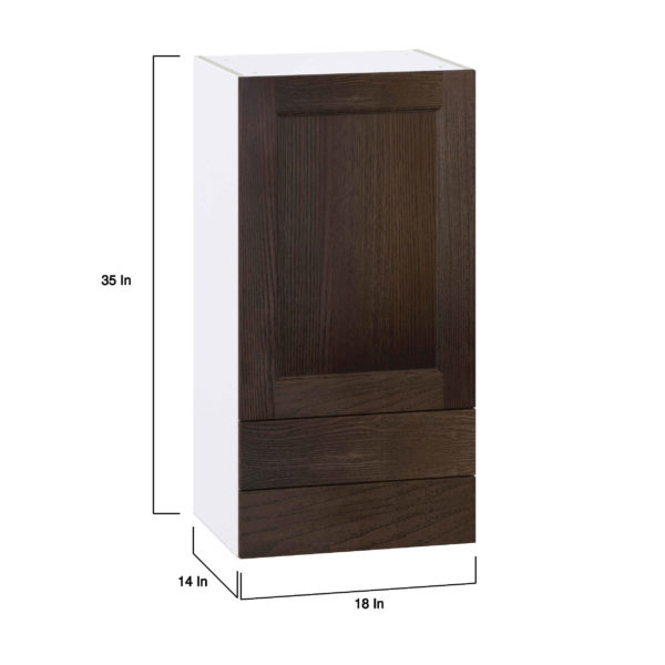 Summerina Chestnut Solid Wood Recessed Assembled Wall  Cabinet with a Door and Two 5 in. Drawers (18 in. W x 35 in. H x 14 in. D)