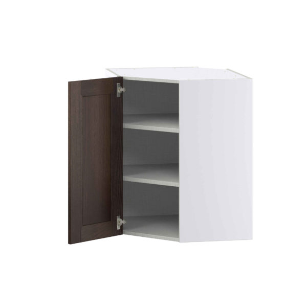 Summerina Chestnut Solid Wood Recessed Assembled Wall Diagonal Corner Cabinet with a Door (24 in. W x 30 in. H x 24 in. D)