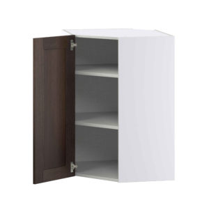 Summerina Chestnut Solid Wood Recessed Assembled Wall Diagonal Corner Cabinet with a Door (24 in. W x 35 in. H x 24 in. D)