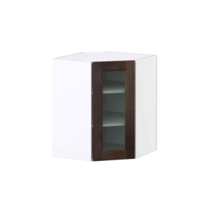 Summerina Chestnut Solid Wood Assembled Corner Wall Cabinet with a Glass Door (24 in. W x 30 in. H x 24 in. D)