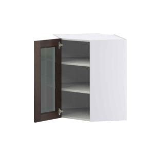 Summerina Chestnut Solid Wood Assembled Corner Wall Cabinet with a Glass Door (24 in. W x 30 in. H x 24 in. D)