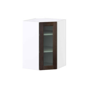 Summerina Chestnut Solid Wood Assembled Corner Wall Cabinet with a Glass Door (24 in. W x 35 in. H x 24 in. D)