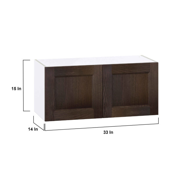 Summerina Chestnut Solid Wood Recessed Assembled Wall Bridge  Cabinet (33 in. W X 15 in. H X 14 in. D)