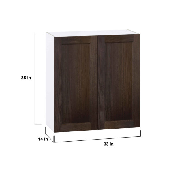 Summerina Chestnut Solid Wood Recessed Assembled Wall  Cabinet (33 in. W X 35 in. H X 14 in. D)