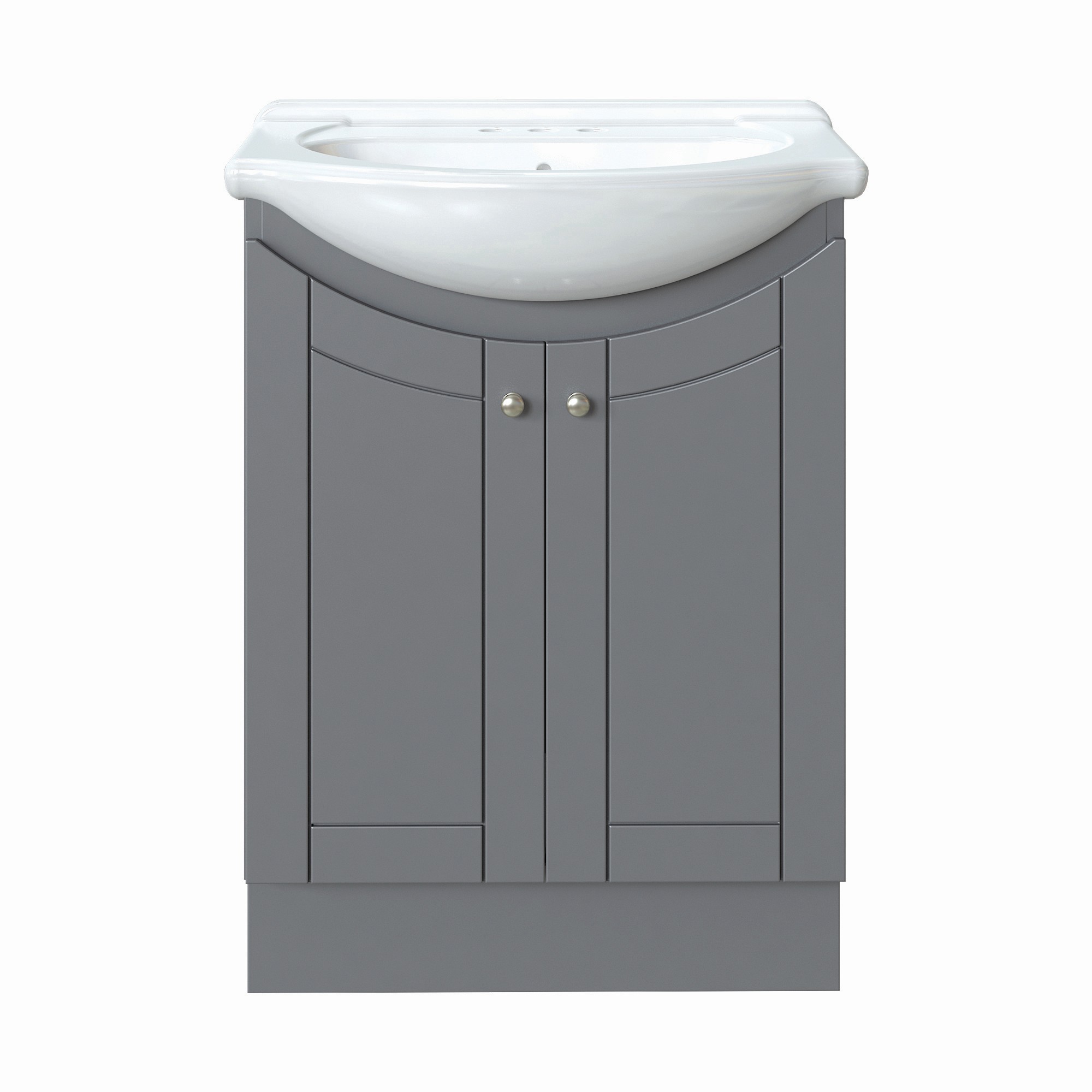 Bellflower 24"W x 17-1/8"D Vanity in Twilight Gray with White Porcelain Vanity Top