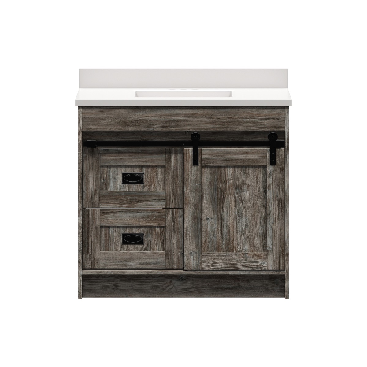 Blackthorn 36 in. W x 21-3/4 in. D Vanity in Driftwood Gray with Cultured Marble Vanity Top in Solid White with White Basin