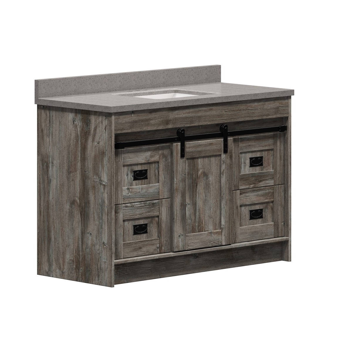 Blackthorn 48 in. W x 21-3/4 in. D Vanity in Driftwood Gray with Cultured Marble Vanity Top in Pewter with White Basin