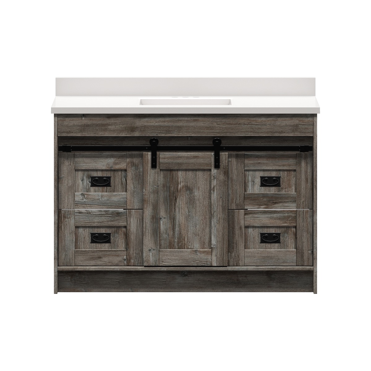 Blackthorn 48 in. W x 21-3/4 in. D Vanity in Driftwood Gray with Cultured Marble Vanity Top in Solid White with White Basin