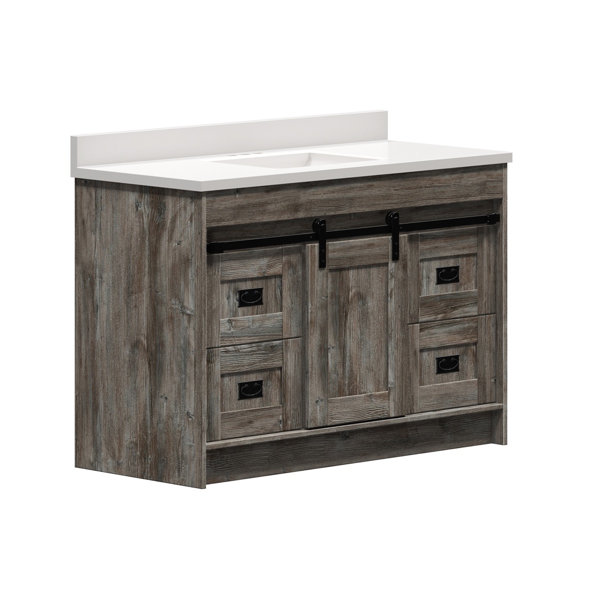Blackthorn 48 in. W x 21-3/4 in. D Vanity in Driftwood Gray with Cultured Marble Vanity Top in Solid White with White Basin