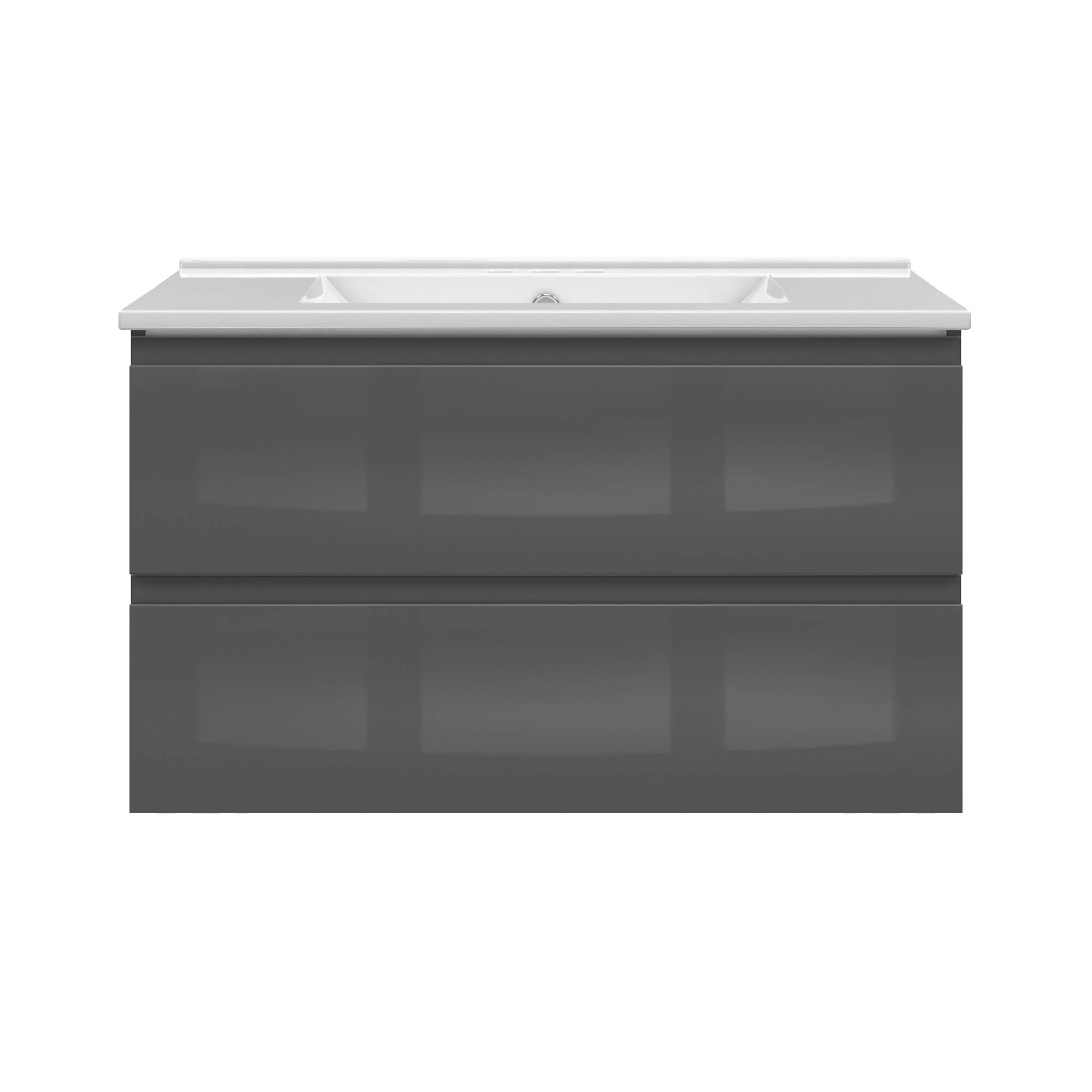 Celsia 36 in. W x 18-1/2 in. D Vanity in Gray Gloss with Porcelain Vanity Top in White with White Basin