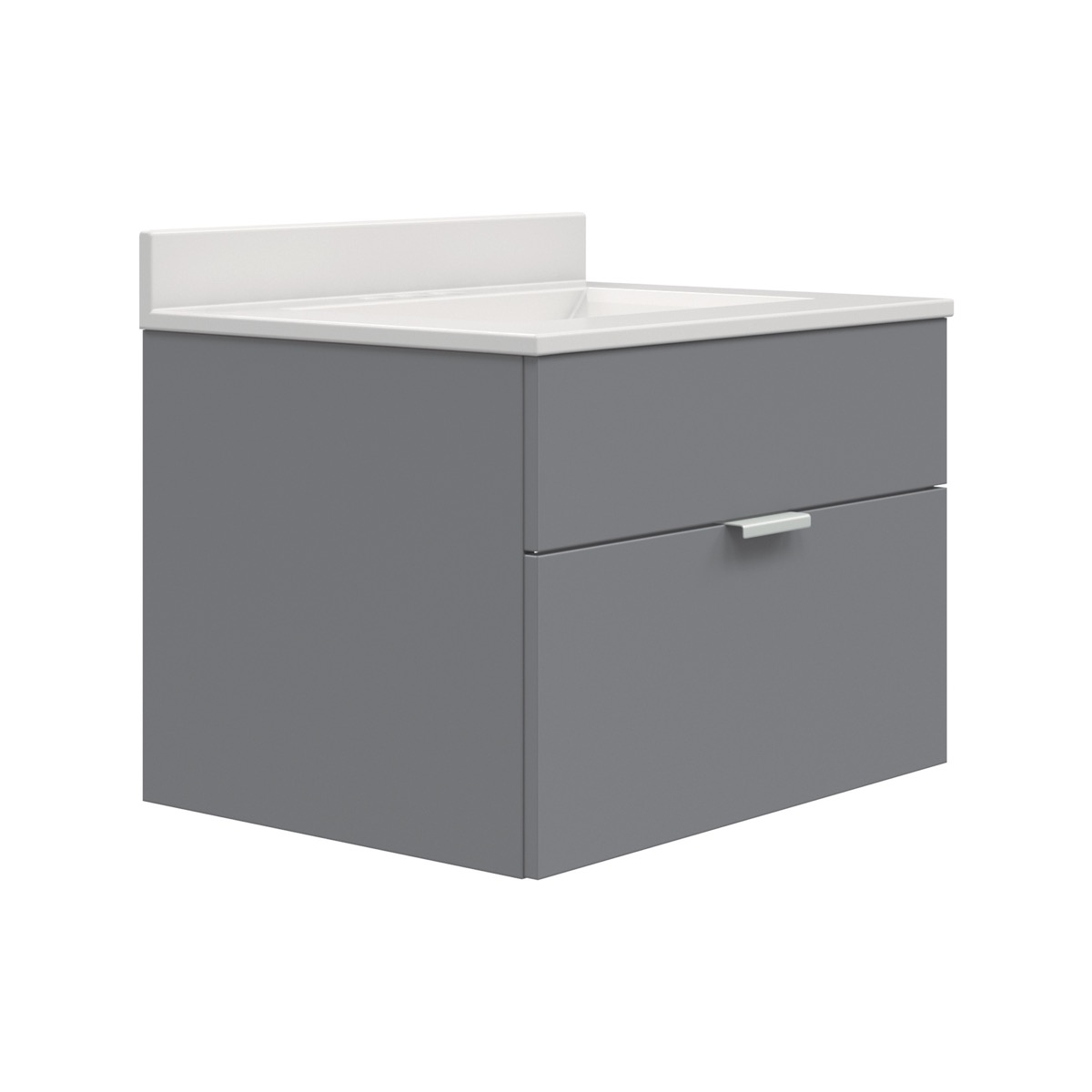 Gabrielle 25"W x 19"D Wall Hung Vanity Twilight Gray, Cultured Marble Vanity Top in Solid White with White Basin