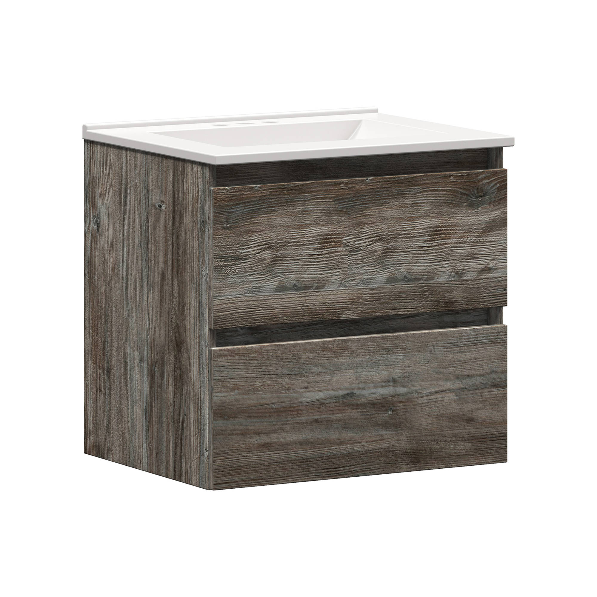 Sage 24 in. W x 18-1/2 in. D Vanity in Driftwood Gray with Porcelain Vanity Top in Solid White with White Basin