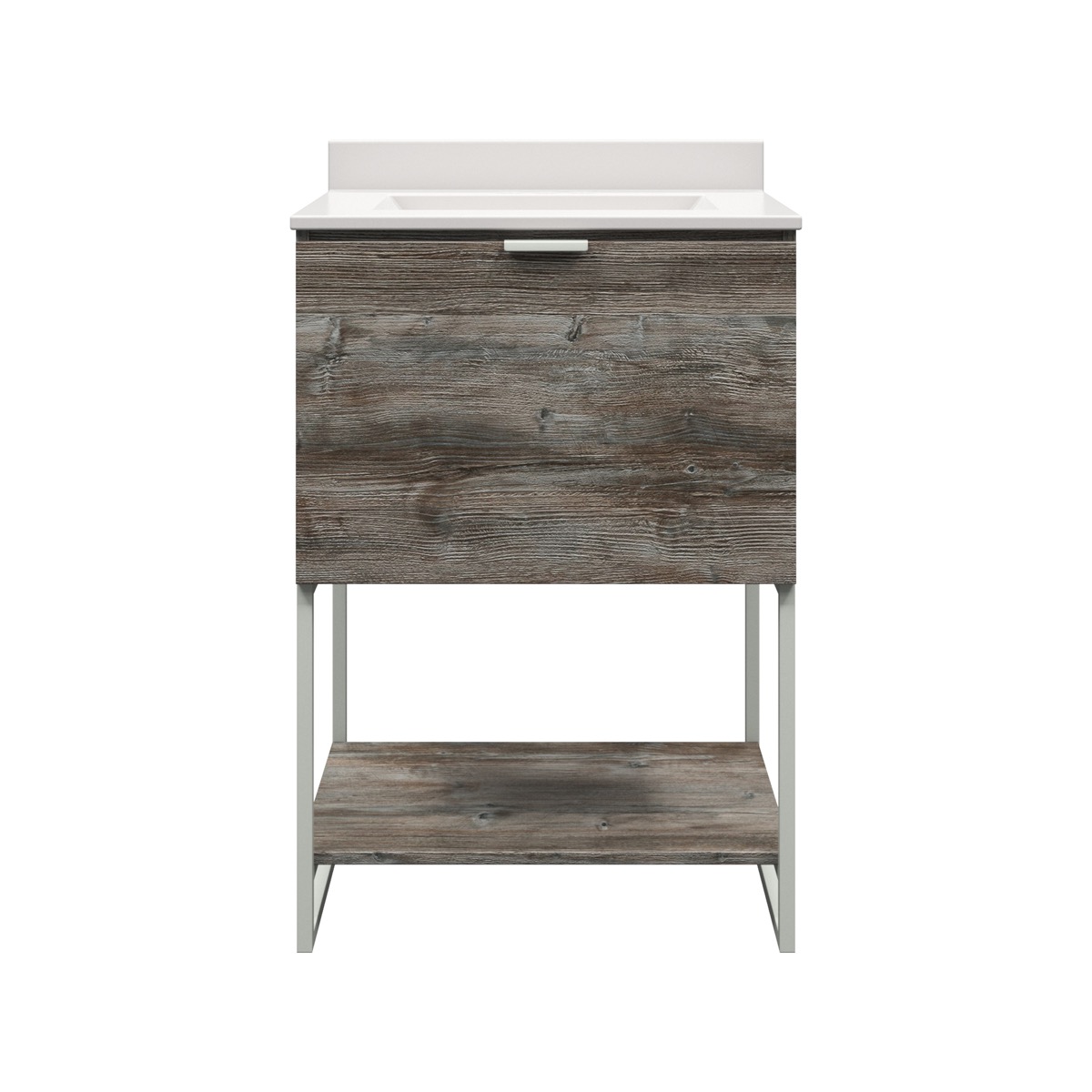 sheridan 25 in. W x 19 in. D Vanity in Driftwood Gray with Cultured Marble Vanity Top in White with White Basin