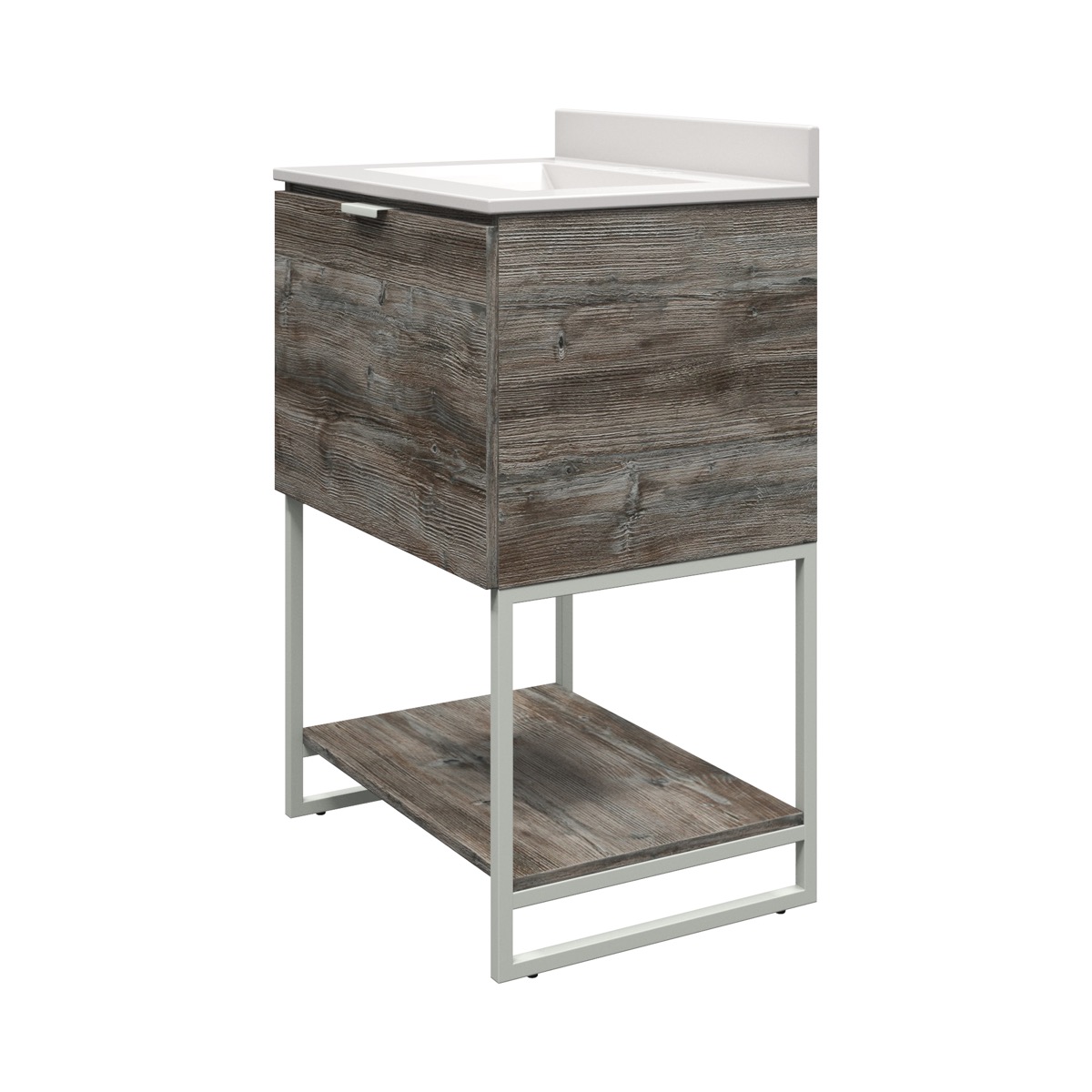 sheridan 25 in. W x 19 in. D Vanity in Driftwood Gray with Cultured Marble Vanity Top in White with White Basin