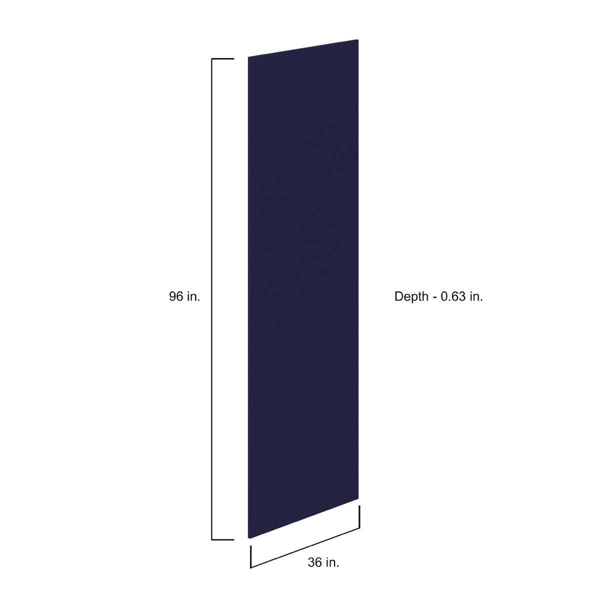 36 in. W x 96 in. H x 0.63 in. D Camellia Painted Midnight Blue  Island/Fridge End Panel