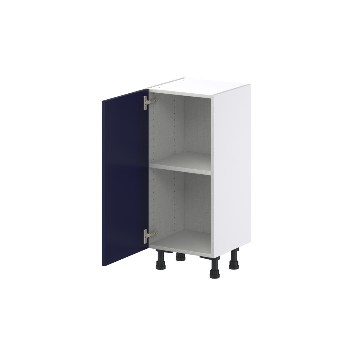 Camellia Painted Midnight Blue Recessed Assembled Shallow Base Cabinet with a Full High Door (15 in. W x 34.5 in. H x 14 in. D)