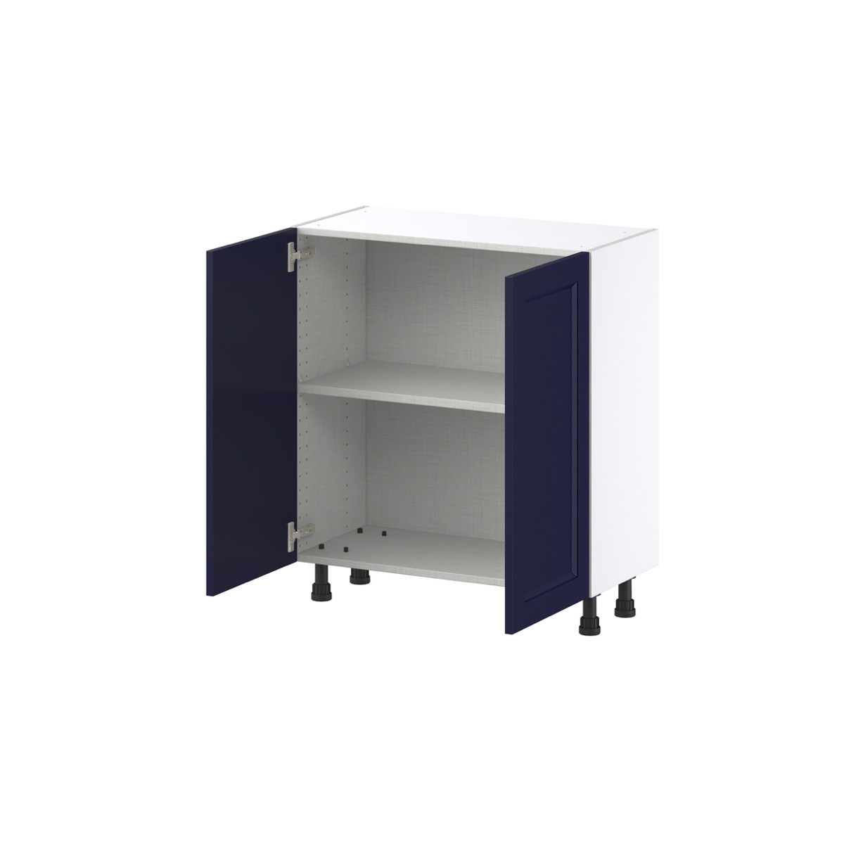 Camellia Painted Midnight Blue Recessed Assembled Shallow Base Cabinet with 2 Full High Doors (30 in. W x 34.5 in. H x 14 in. D)