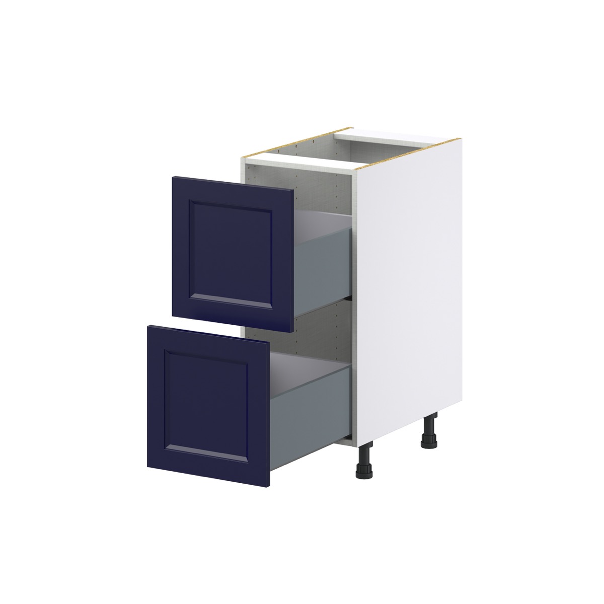 Camellia Painted Midnight Blue Recessed Assembled Base Cabinet with 2 Drawers (15 in. W x 34.5 in. H x 24 in. D)