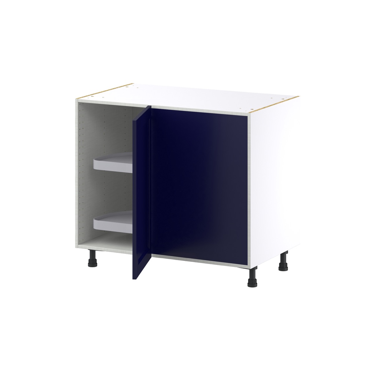 Camellia Painted Midnight Blue Recessed Assembled Blind Base Corner  Cabinet with Right Pull Out (39 in. W x 34.5 in. H x 24 in. D)