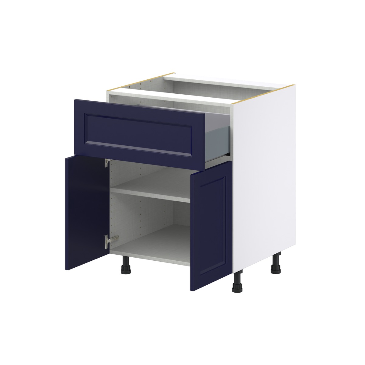 Camellia Painted Midnight Blue Recessed Assembled Base Cabinet with 2 Doors and a 10 in. Drawer (27 in. W X 34.5 in. H X 24 in. D)