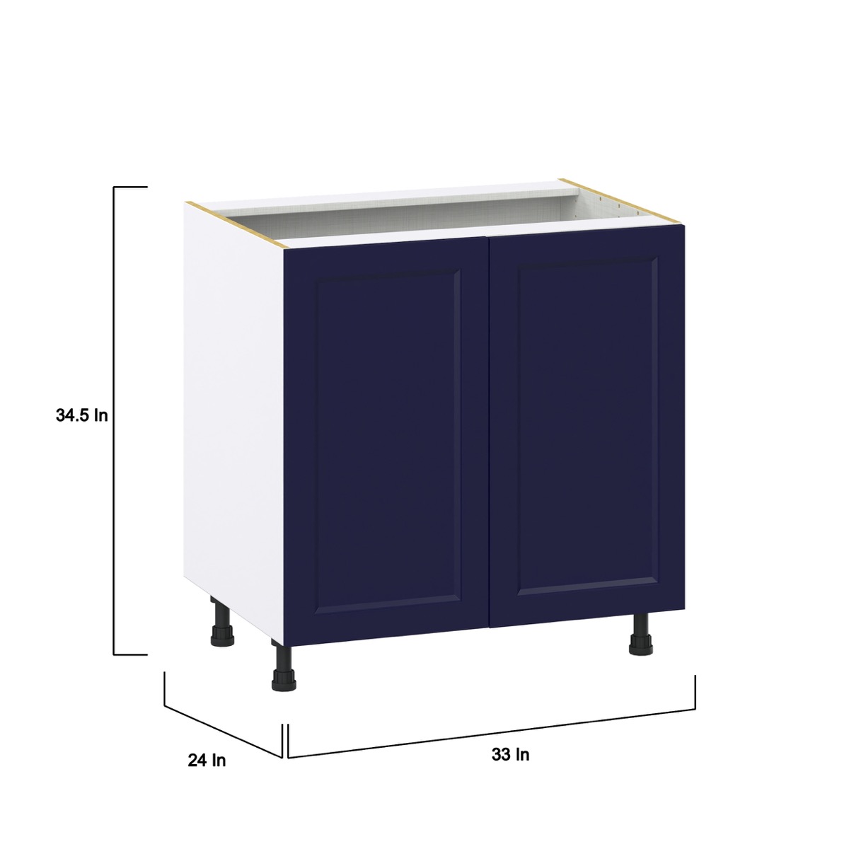 Camellia Painted Midnight Blue Recessed Assembled Sink Base Cabinet with Full High Door (33 in. W X 34.5 in. H X 24 in. D)