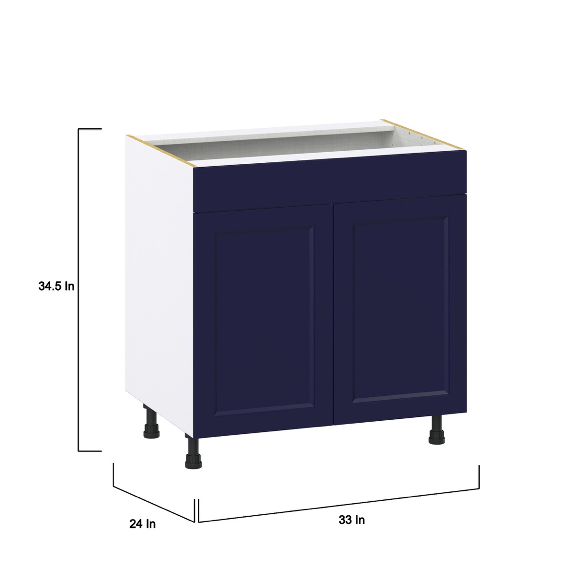 Camellia Painted Midnight Blue Recessed Assembled Sink Base Cabinet with False Front (33 in. W X 34.5 in. H X 24 in. D)