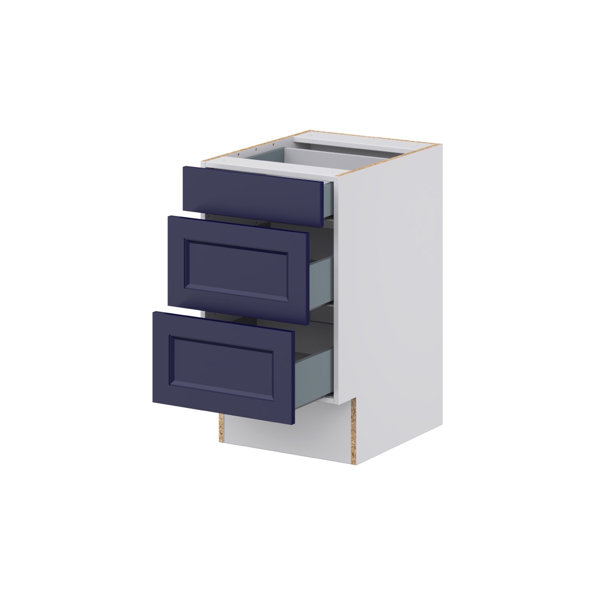 Camellia Painted Midnight Blue Recessed Assembled 18 in. W x 32.5 in. H x24 in. D ADA Drawer Base Cabinet with 3 Drawers