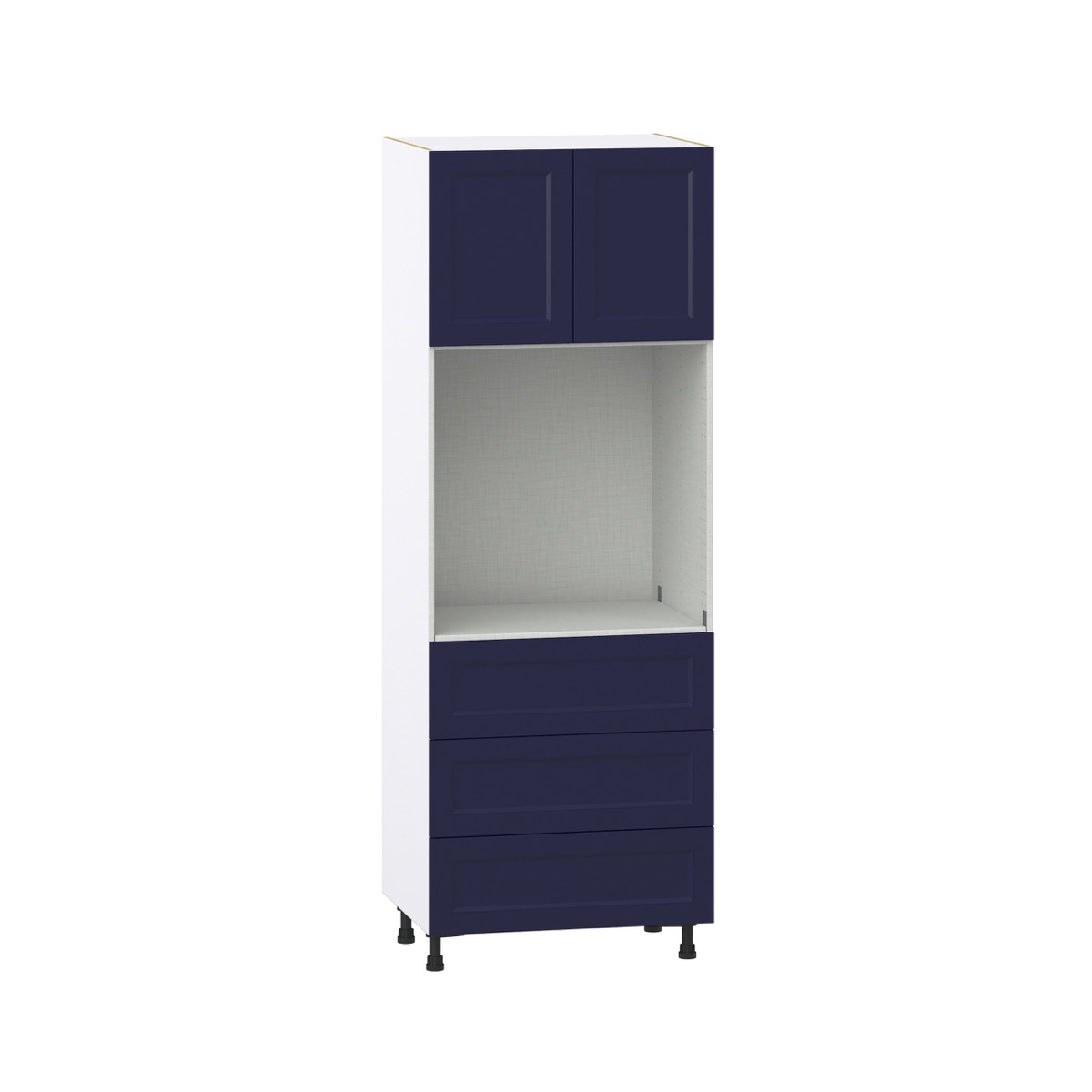 Camellia Painted Midnight Blue Recessed Assembled Pantry Single Oven Cabinet with 3 Even Drawers (30 in. W X 84.5 in. H X 24 in. D)