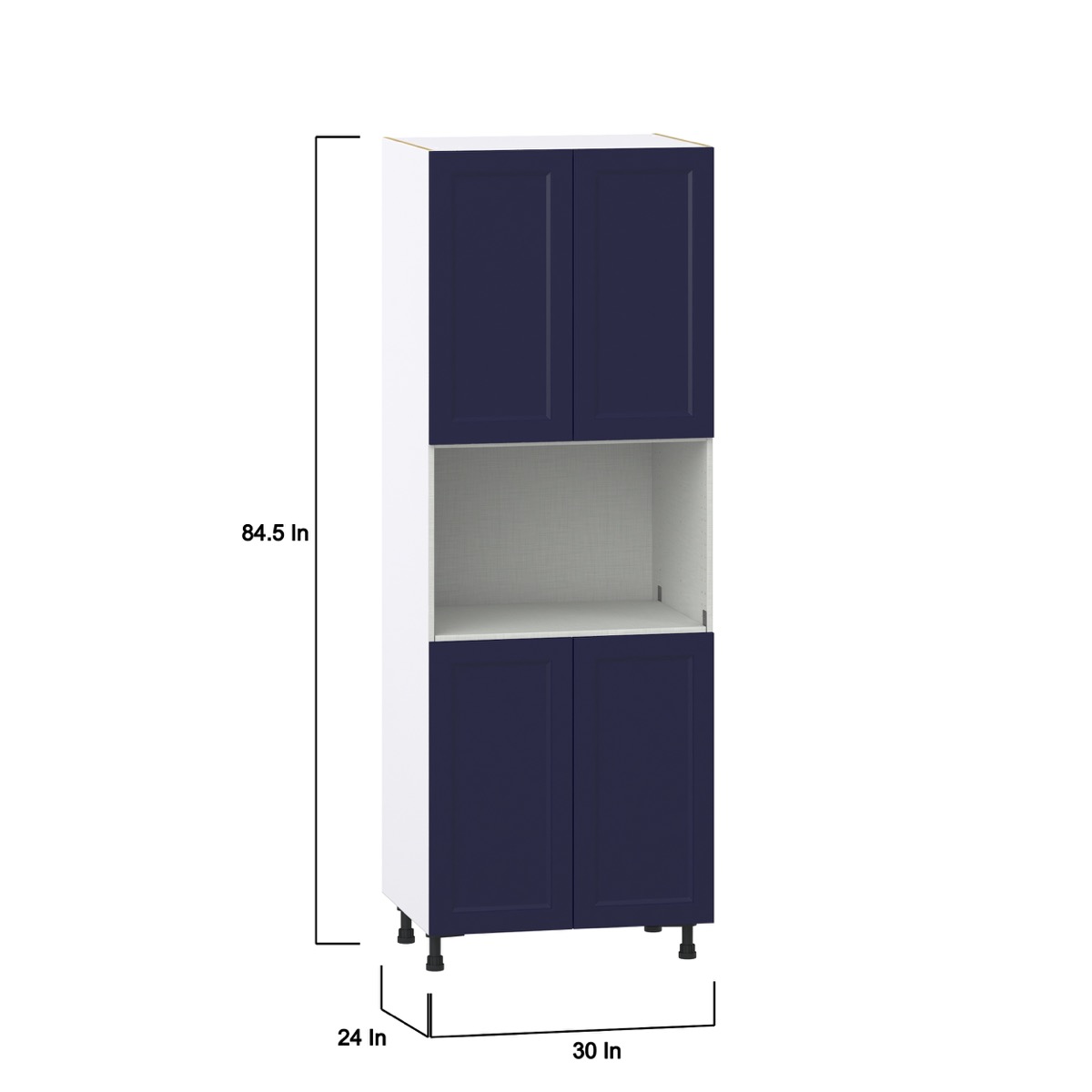 Camellia Painted Midnight Blue Recessed Assembled Pantry Micro/Oven  Cabinet (30 in. W x 84.5 in. H x 24 in. D)