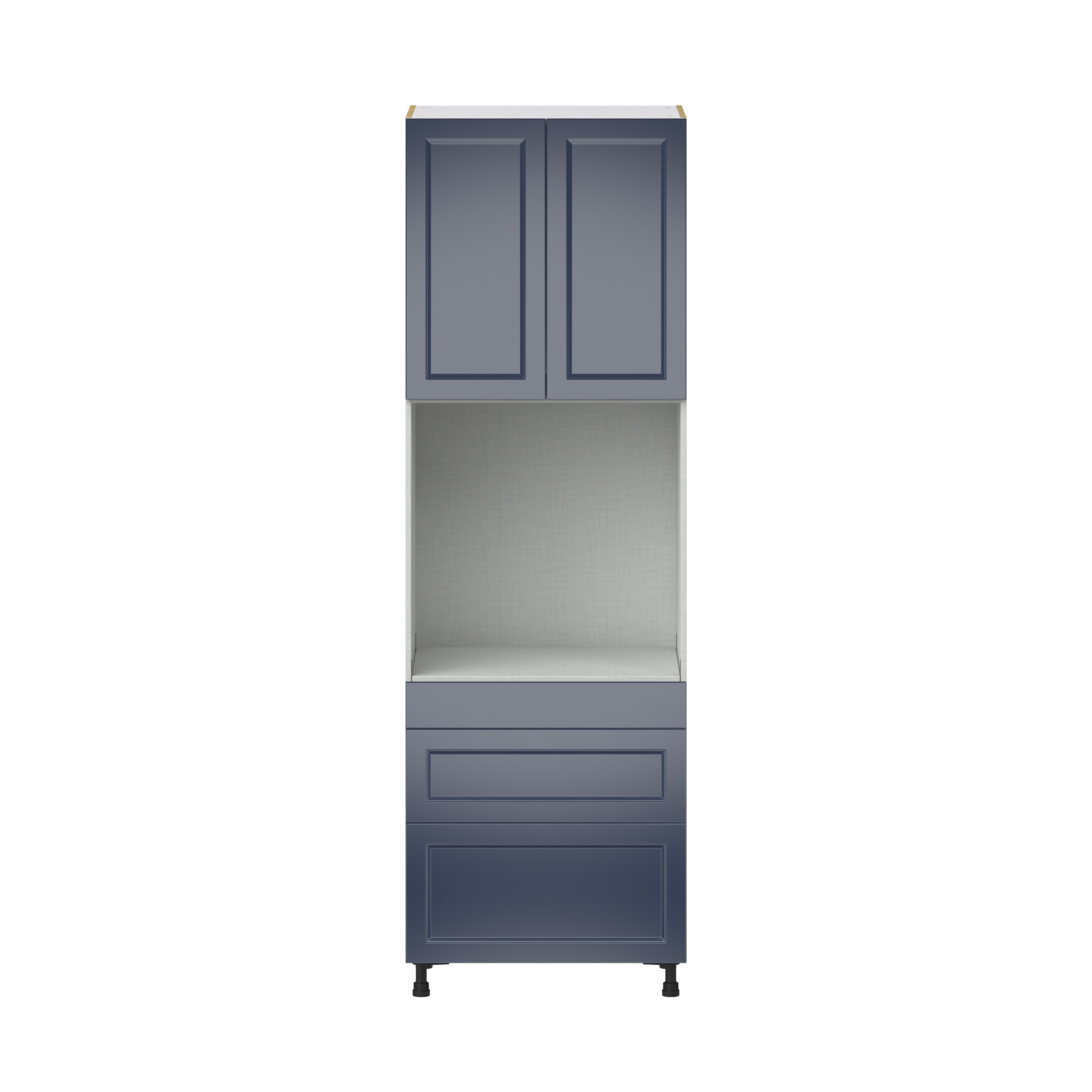 Camellia Painted Midnight Blue Recessed Assembled Single Oven Cabinet with Drawers (30 in. W x 94.5 in. H x 24 in. D)