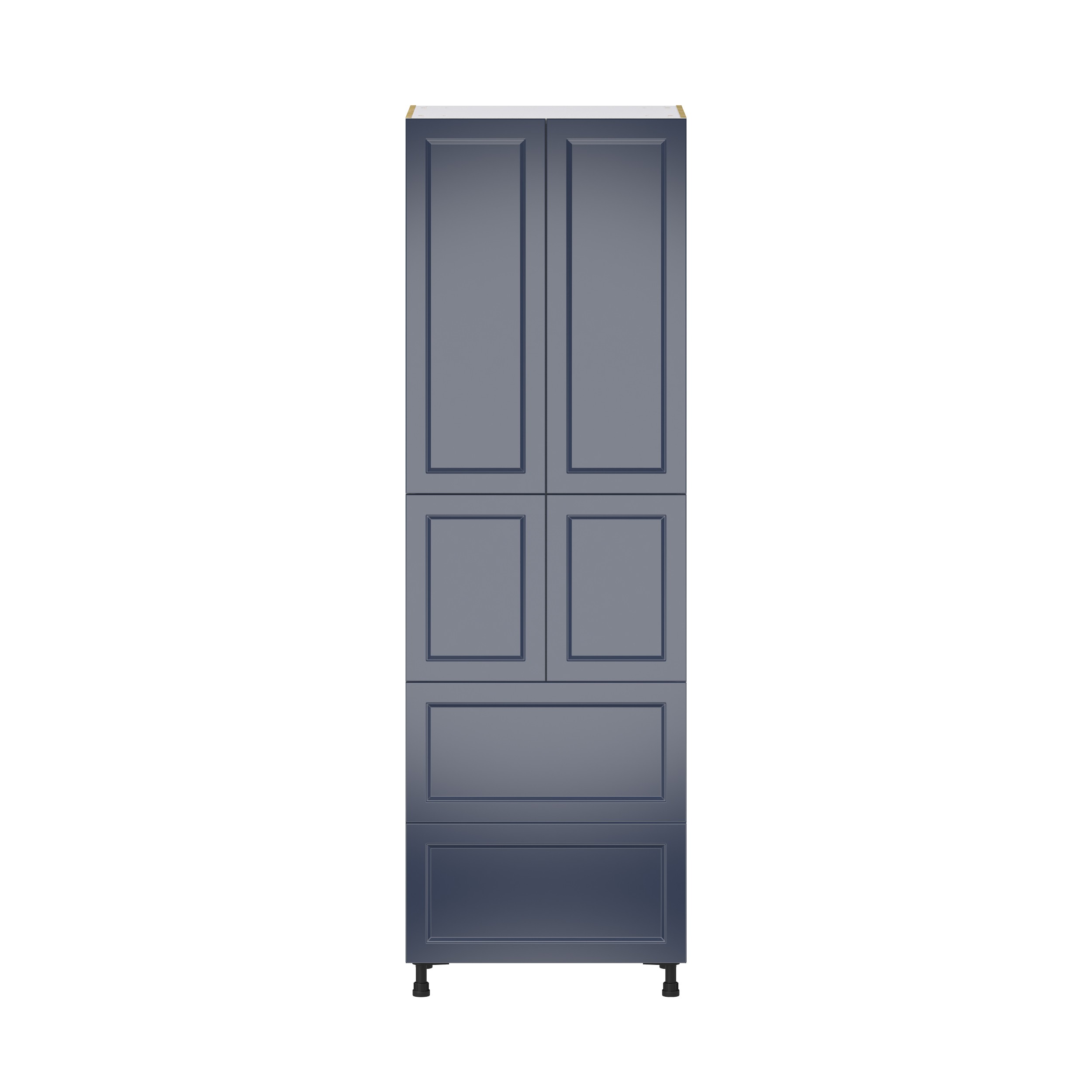 Camellia Painted Midnight Blue Recessed Assembled Pantry Cabinet 4 Doors with 2 Drawers and 2 Inner Drawers (30 in. W X 94.5 in. H X 24 in. D)