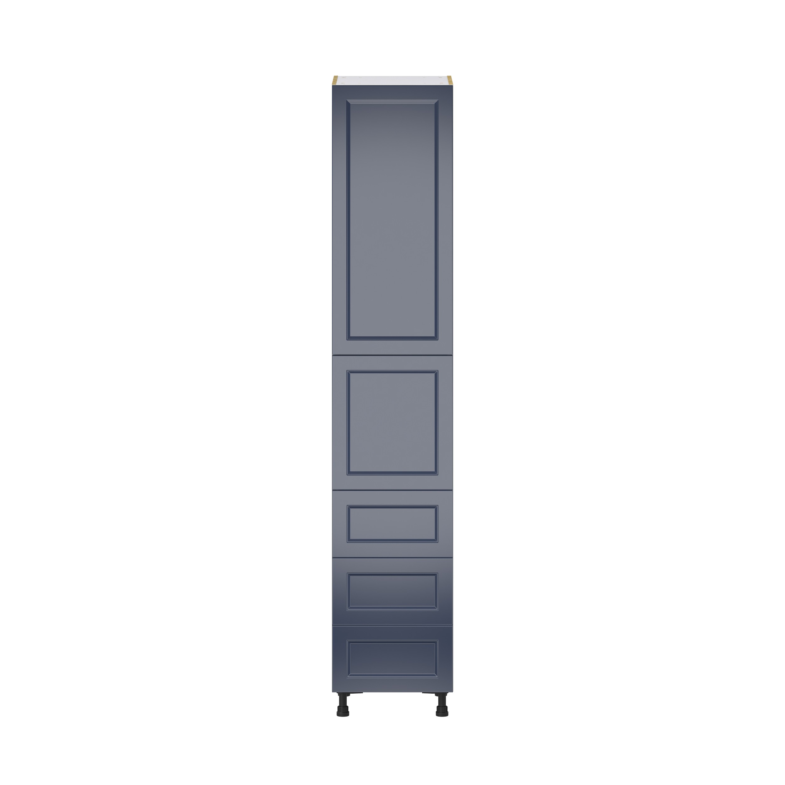 Camellia Painted Midnight Blue Recessed Assembled Pantry Cabinet 1 Doors with 3 Drawers and 2 Inner Drawers (18 in. W X 94.5 in. H X 24 in. D)