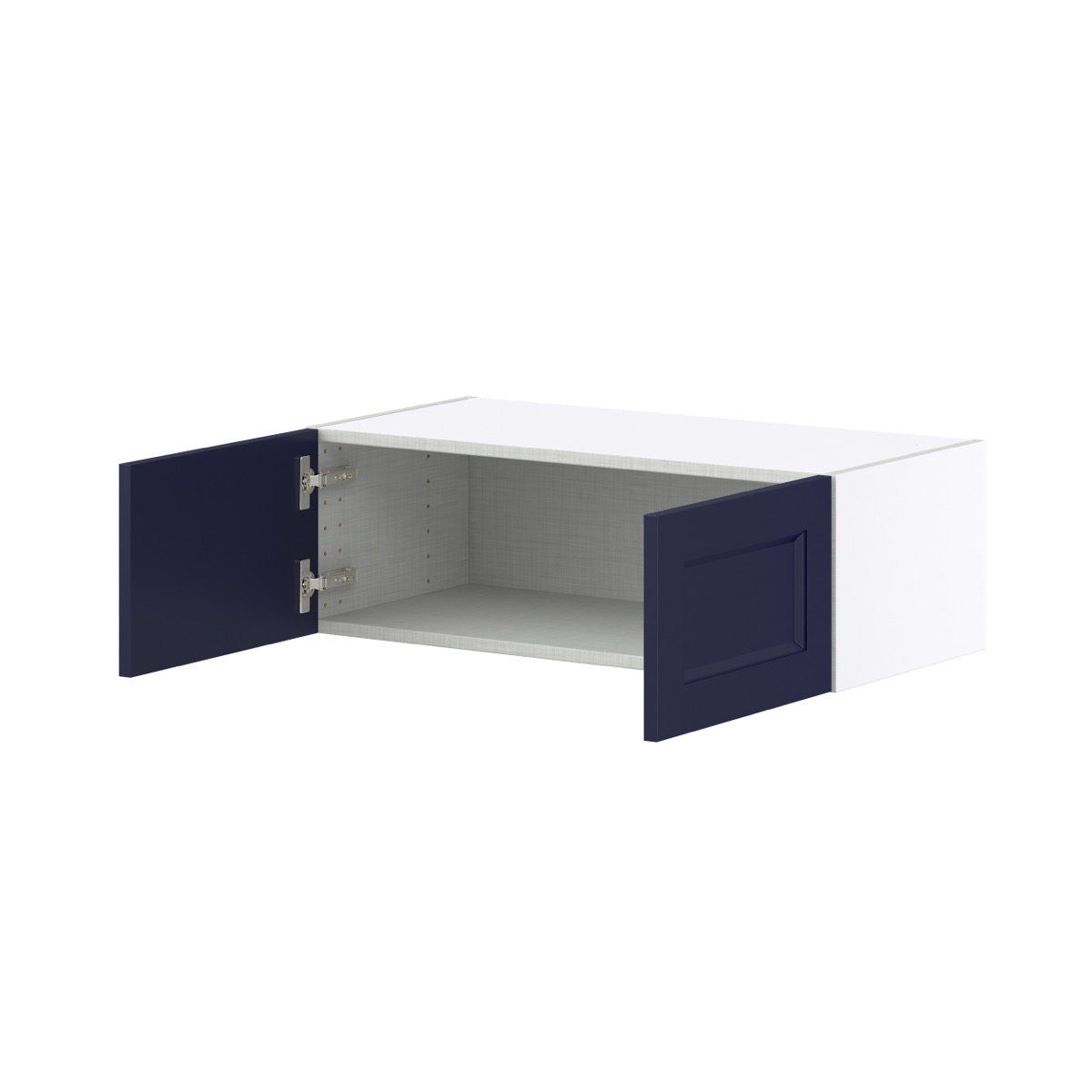 Camellia Painted Midnight Blue Recessed Assembled Wall Bridge  Cabinet (30 in. W x 10 in. H x 14 in. D)