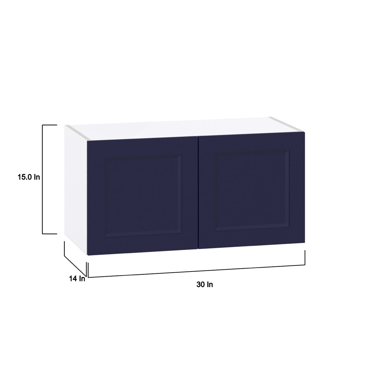 Camellia Painted Midnight Blue Recessed Assembled Wall Bridge  Cabinet (30 in. W X 15 in. H X 14 in. D)