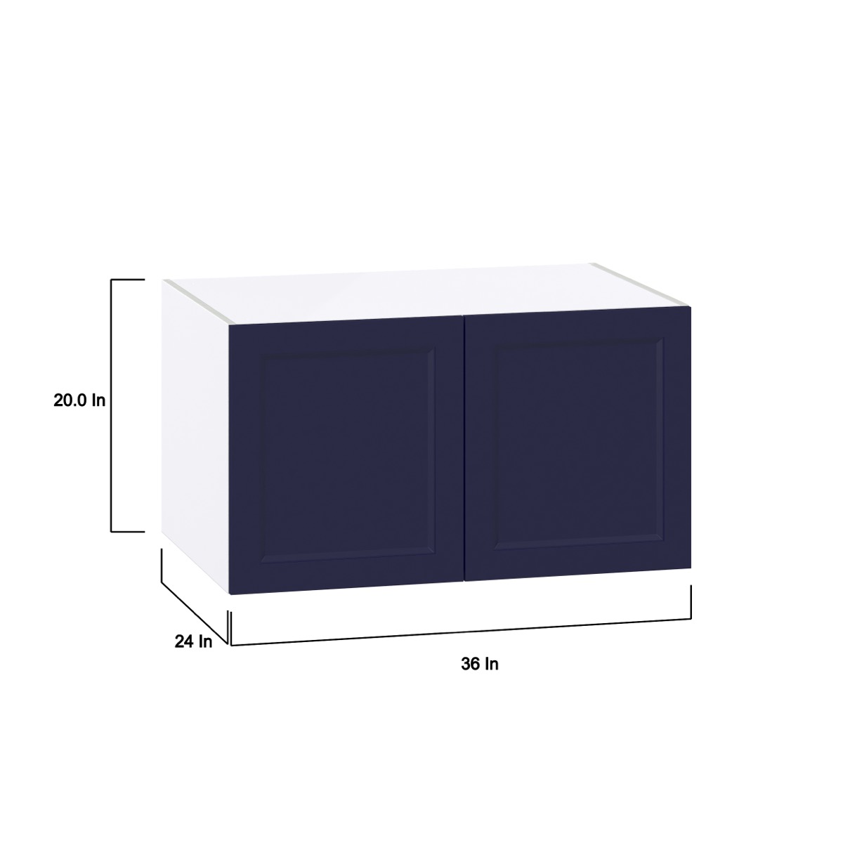 Camellia Painted Midnight Blue Recessed Assembled Deep Wall Bridge  Cabinet (36 in. W X 20 in. H X 24 in. D)