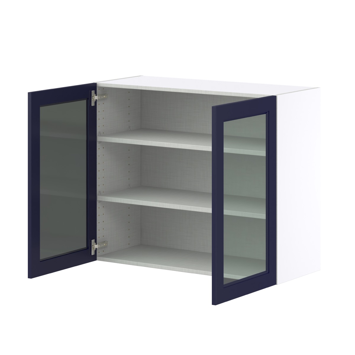 Camellia Painted Midnight Blue Assembled Wall  Cabinet with 2 Glass Doors (36 in. W x 30 in. H x 14 in. D)