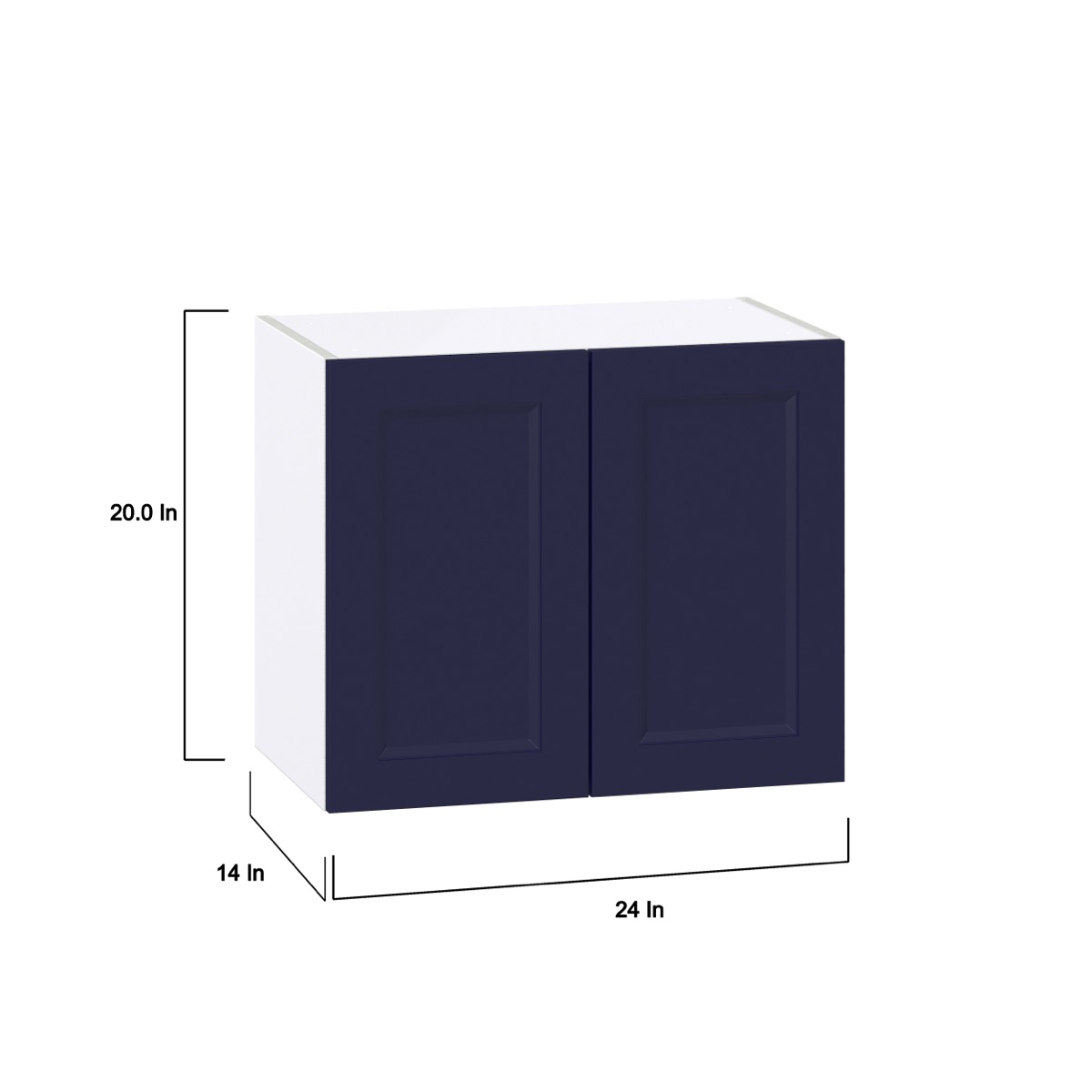 Camellia Painted Midnight Blue Recessed Assembled Wall  Cabinet with 2 Full High Doors (24 in. W X 20 in. H X 14 in. D)