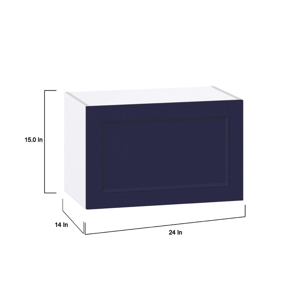 Camellia Painted Midnight Blue Recessed Assembled Wall Bridge  Cabinet with Lift Up Door (24 in. W X 15 in. H X 14 in. D)