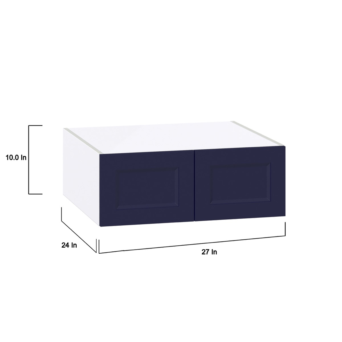 Camellia Painted Midnight Blue Recessed Assembled Deep Wall Bridge  Cabinet (27 in. W X 10 in. H X 24 in. D)