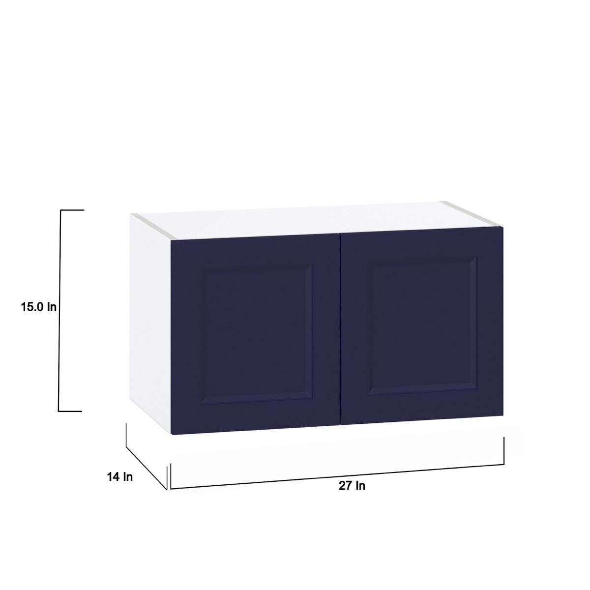 Camellia Painted Midnight Blue Recessed Assembled Wall Bridge  Cabinet (30 in. W X 15 in. H X 14 in. D)