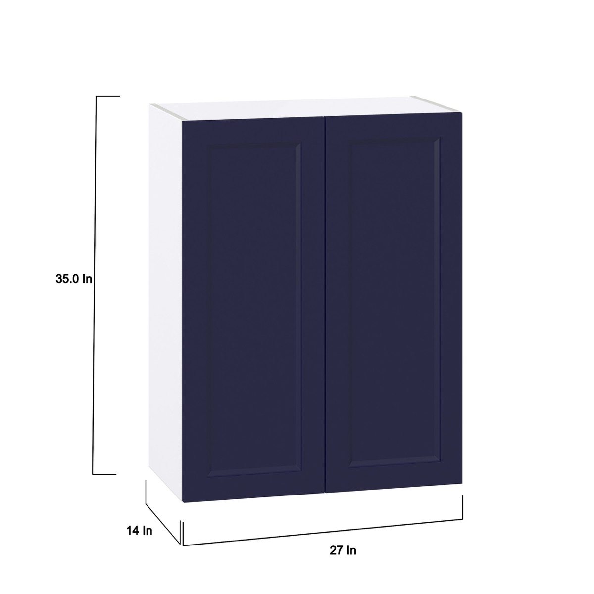 Camellia Painted Midnight Blue Recessed Assembled Wall  Cabinet (27 in. W X 35 in. H X 14 in. D)